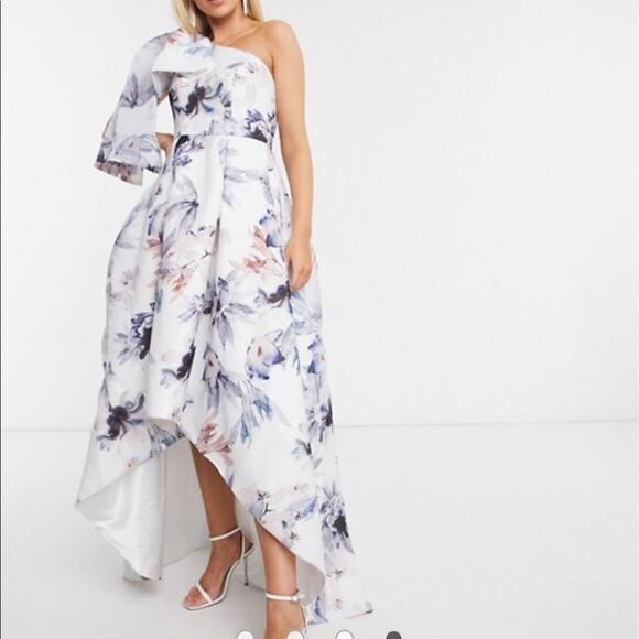 NWT Bariano Lulus Floral Organze One Shoulder Formal Dress High Low Hem $395 8 - Picture 5 of 11